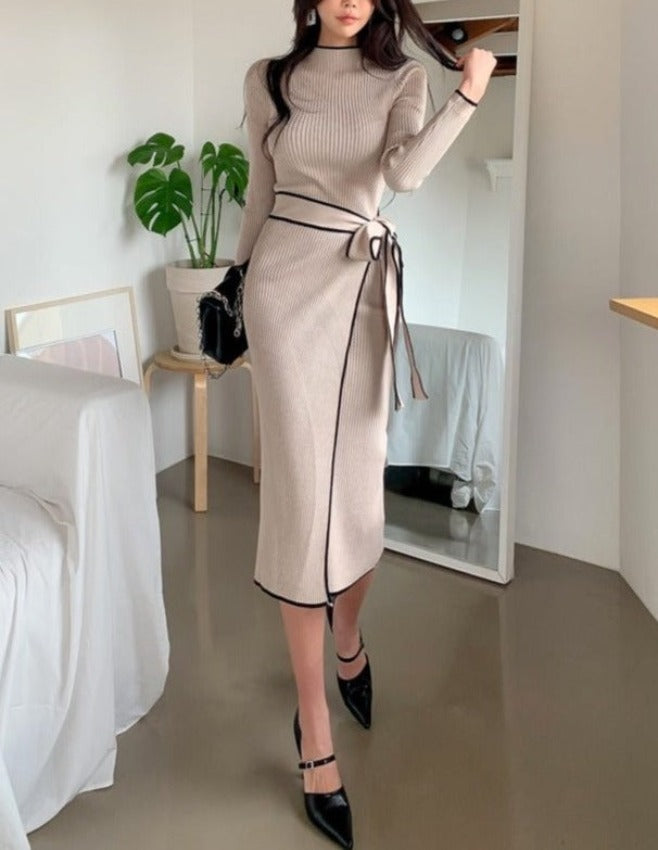 ERICA KNIT BELTED DRESS